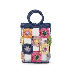 Lele Sadoughi Rainbow Crochet Tiled Mini Tote